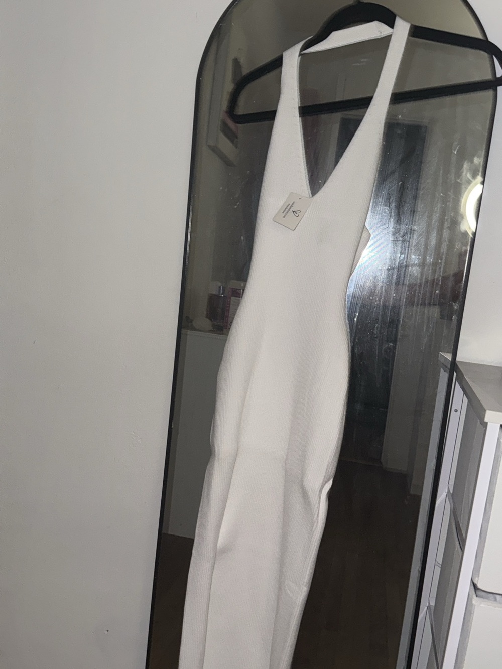 Windsor White Ribbed V-Neck Maxi Dress
